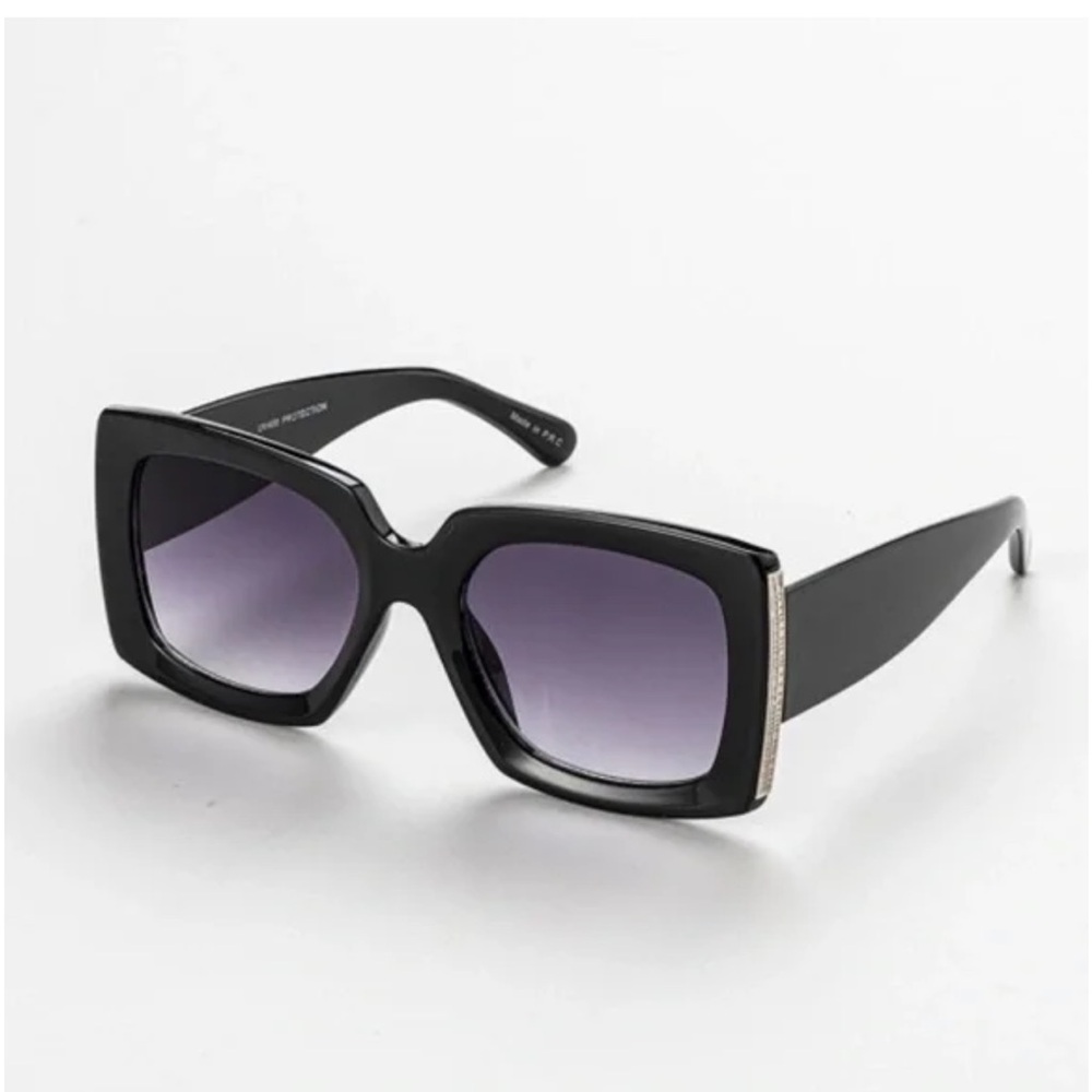 Black Oversized Metallic Detail Sunglasses